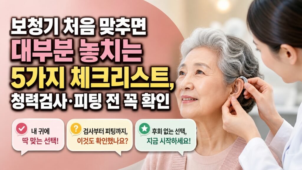보청기 처음 맞추면 대부분 놓치는 5가지 체크리스트, 청력검사·피팅 전 꼭 확인