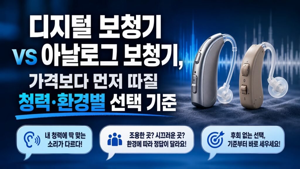 디지털 보청기 vs 아날로그 보청기, 가격보다 먼저 따질 청력·환경별 선택 기준