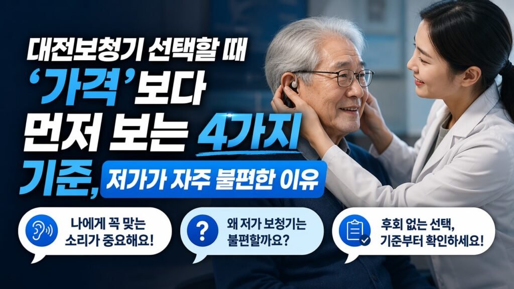 대전보청기 선택할 때 ‘가격’보다 먼저 보는 4가지 기준, 저가가 자주 불편한 이유