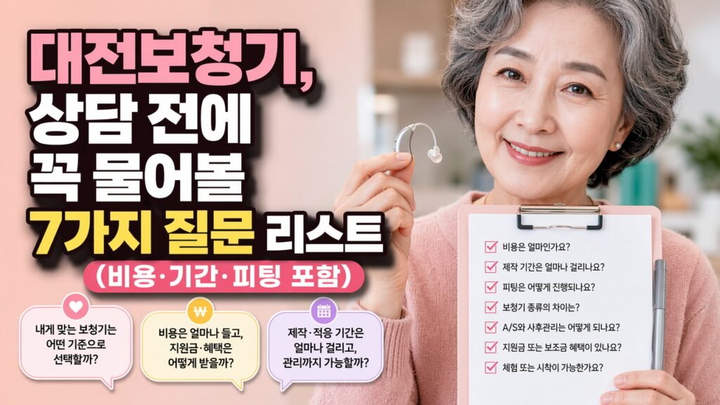 대전보청기, 상담 전에 꼭 물어볼 7가지 질문 리스트(비용·기간·피팅 포함)