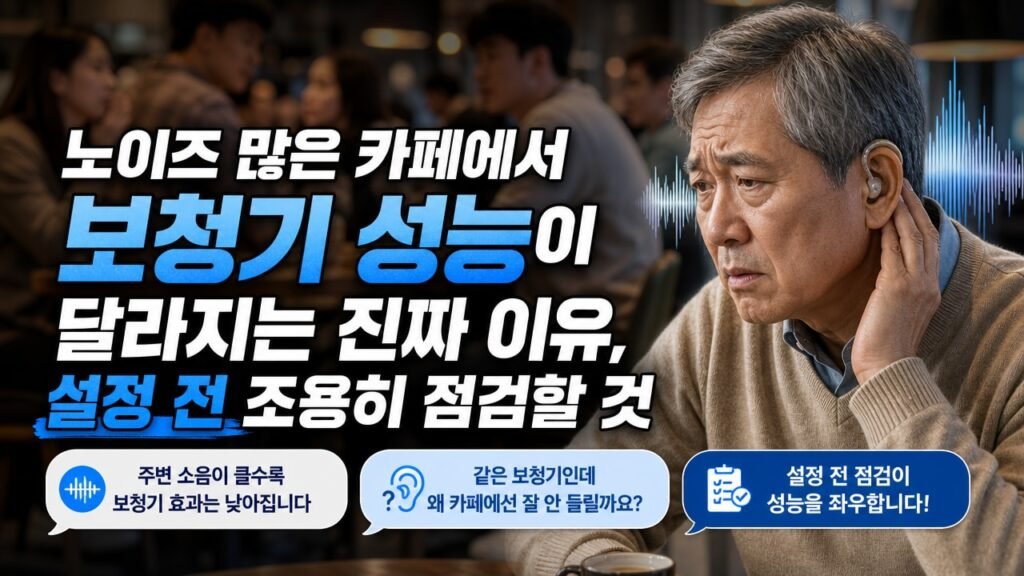 노이즈 많은 카페에서 보청기 성능이 달라지는 진짜 이유, 설정 전 조용히 점검할 것