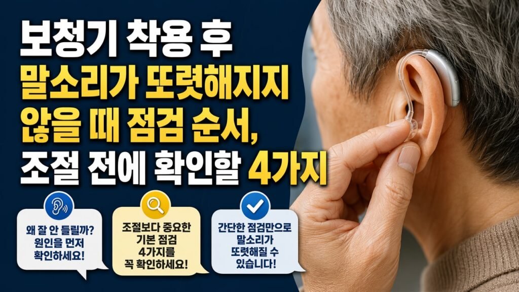 보청기 착용 후 말소리가 또렷해지지 않을 때 점검 순서, 조절 전에 확인할 4가지