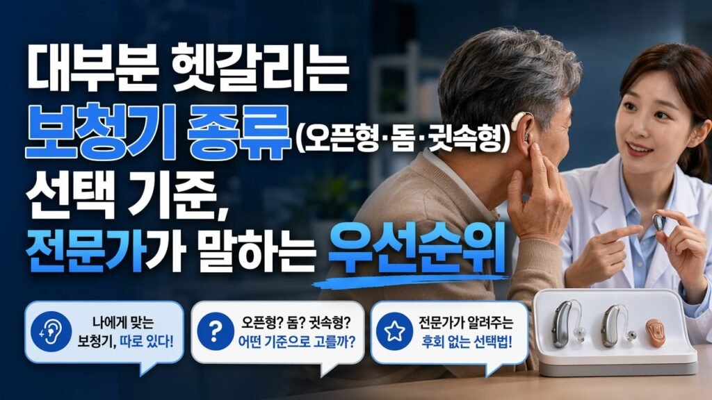 대부분 헷갈리는 보청기 종류(오픈형·돔·귓속형) 선택 기준, 전문가가 말하는 우선순위