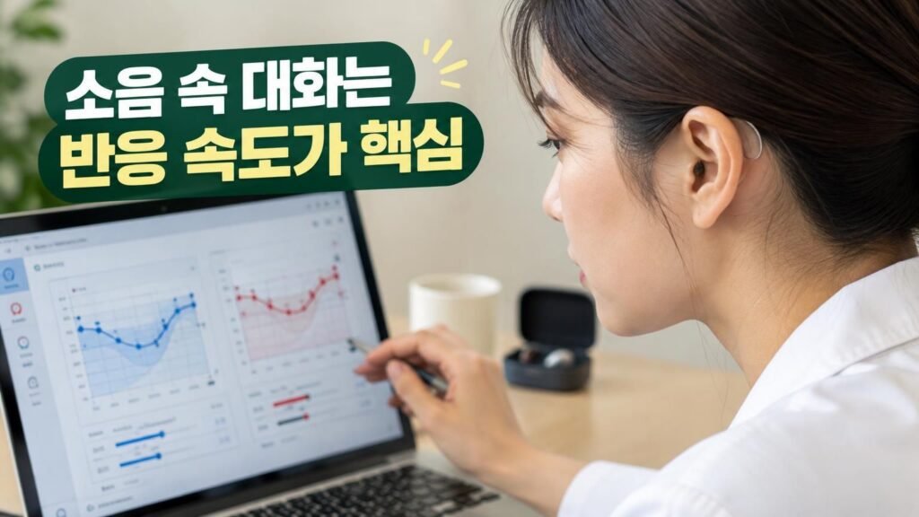 보청기 피팅 프로그램을 통해 방향성 마이크 반응 속도를 조절하는 모습