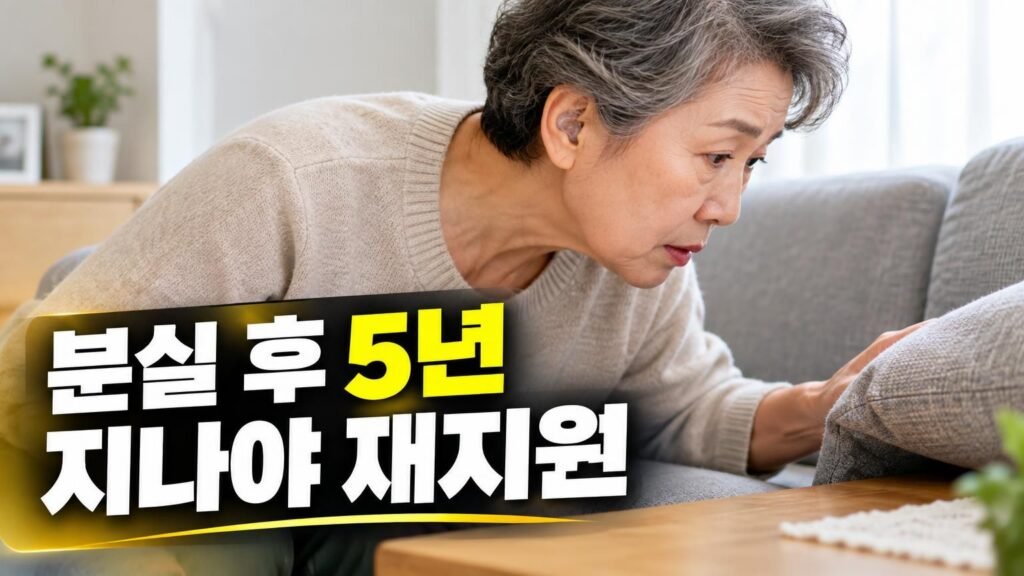 보청기를 분실한 후 재구매 지원 조건을 확인하는 노인
